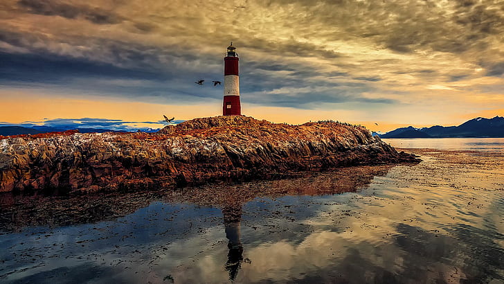 ushuaia, Patagonia, nature, beach, lighthouse, HD wallpaper