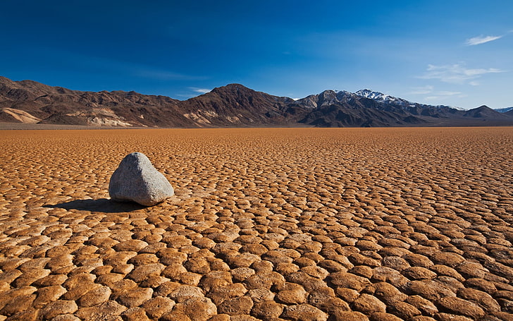 gray rock, desert, drought, dead lake, stone, mountains, HD wallpaper