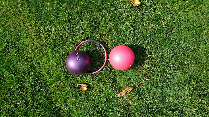 cirkel, form, gräs, grönt, öppet utrymme, pilates, pilates ball, sport, HD tapet