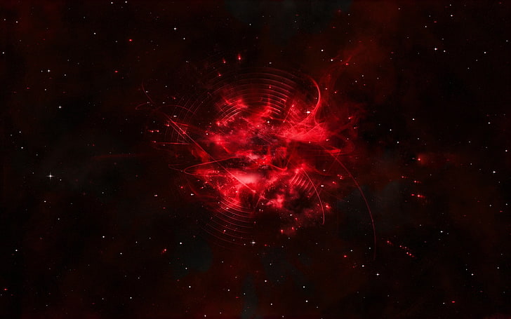 papel de parede vermelho galáxia, espaço, estrelas, arte digital, HD papel de parede
