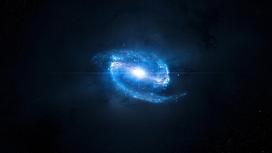 галактика, спиральная галактика, космическое искусство, космос, цифровое искусство, NGC 1300, HD обои HD wallpaper