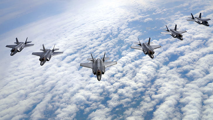 UNITED STATES AIR FORCE, Lightning II, F-35, Lockheed Martin, family unobtrusive multifunction, fighter-bombers of the fifth generation, HD wallpaper