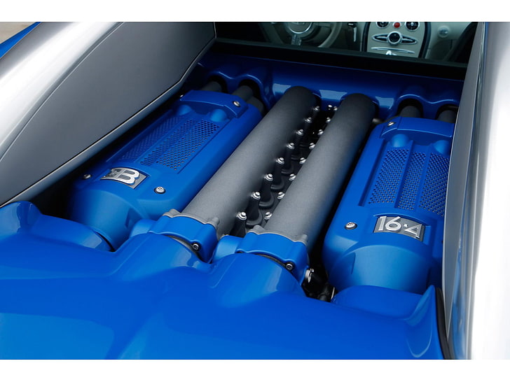 Bugatti 16.4 Veyron Centenaire Edition, 2009 bugatti veyron bleu centenaire engine, car, Sfondo HD
