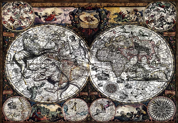 背景、地図、ベクトル、文字、複製、キャンバス、アトラス、古い地図、古代の地図、ウラノグラフィア、ホロスコープ、 HDデスクトップの壁紙