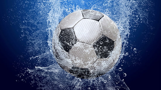 esporte, futebol, agua, bola, salpico, HD papel de parede HD wallpaper