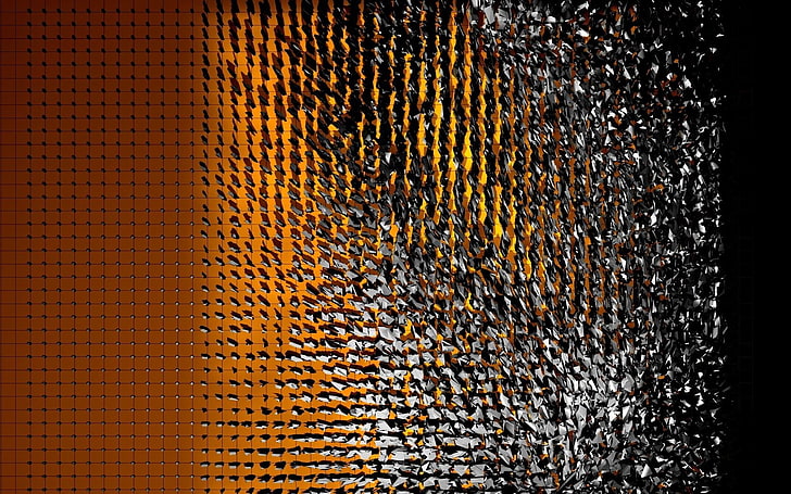 superfície cinza e laranja, abstrato, linhas, arte digital, HD papel de parede