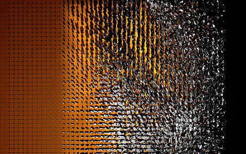 permukaan abu-abu dan oranye, abstrak, garis, seni digital, Wallpaper HD HD wallpaper