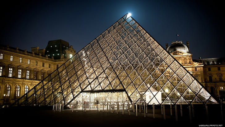 ปารีสฝรั่งเศสพีระมิดพิพิธภัณฑ์ลูฟร์, วอลล์เปเปอร์ HD