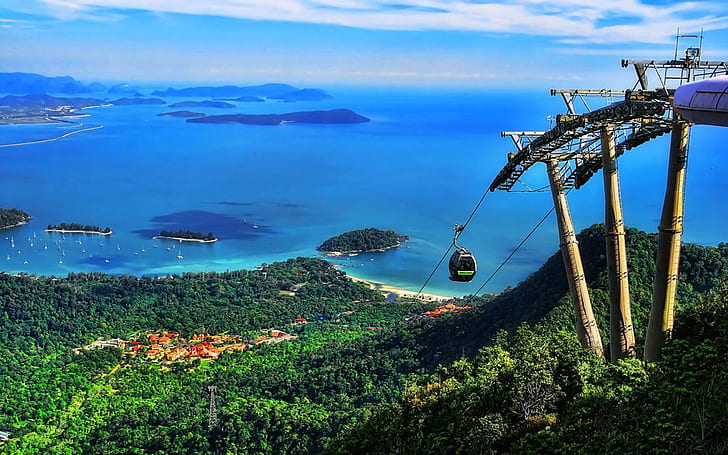 Langkawi Cable Car Attraction On The Island Of Langkawi Keda Malaysia Landscape Photography 1920×1200, HD wallpaper