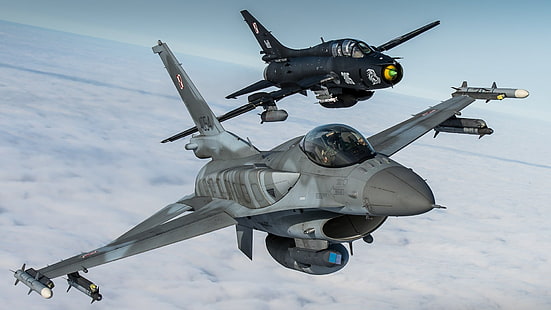 Caça, F-16, Caça-bombardeiro, Falcão de combate F-16, Su-22, Sukhoi Su-22M4, força aérea polonesa, Su-22M4, HD papel de parede HD wallpaper