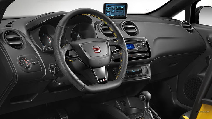 black steering wheel, Seat Ibiza, car, concept cars, HD wallpaper
