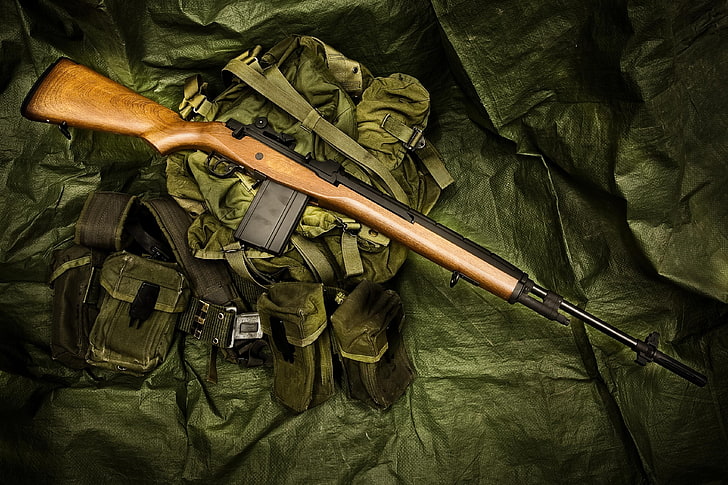 weapons, bag, rifle, M14, semi-automatic, HD wallpaper