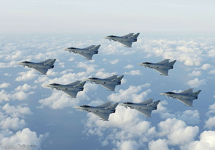 Eurofighter Typhoon, avión de combate, avión, avión, cielo, vehículo, avión militar, militar, Fondo de pantalla HD HD wallpaper