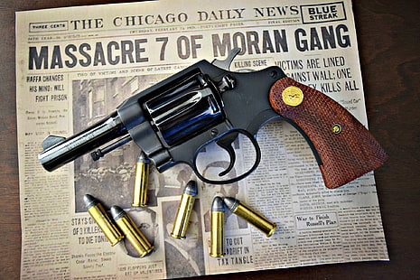 armi, giornali, cartucce, revolver, colt, Sfondo HD HD wallpaper