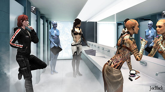 Mass Effect, Джек (Mass Effect), Легион (Mass Effect), Лиара Т'Сони, Миранда Лоусон, HD обои HD wallpaper