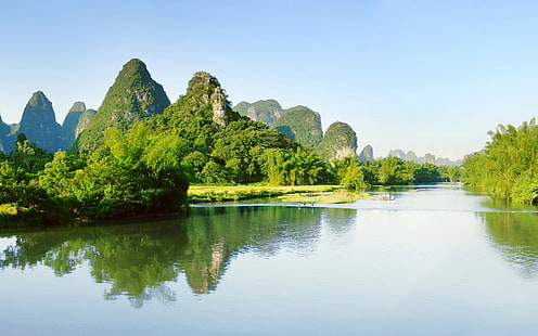 Guangxi China grüne Berge und Flüsse 4K Ultra .., HD-Hintergrundbild HD wallpaper