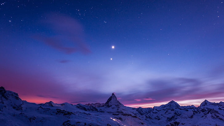 Gebirgsfotodekor, Natur, Berge, Nacht, HD-Hintergrundbild