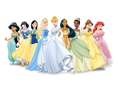 Disney Princess, wallpaper Disney Princesses, Kartun, Disney Lama, Putri, Aurora, Disney, Jasmine, Tiana, Arielle, Pocahontas, putri disney, putri disney, salju putih, mulan, cinderella, belle, Wallpaper HD HD wallpaper