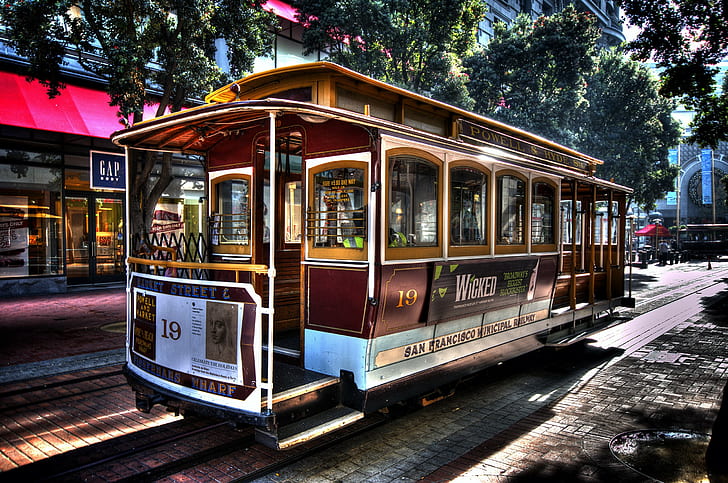 Сан-Франциско, трамвай, винтаж, автомобиль, HD обои