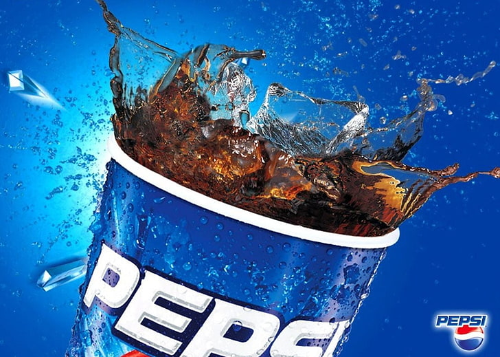 Pepsi Cola, cangkir Pepsi, pepsi, minuman, logo, es batu, Wallpaper HD