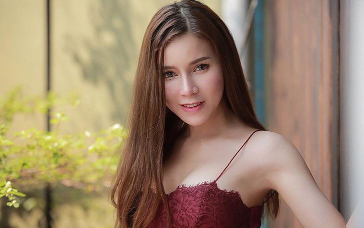 Lanchakorn Yeunyaw, model Thailand, Asia, model, berambut cokelat, wanita, wajah, Wallpaper HD