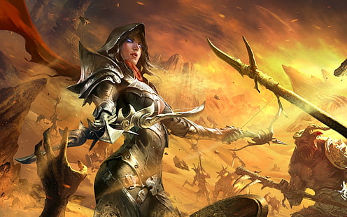 Diablo, Diablo III, videogiochi, fantasy art, arte digitale, Demon Hunter, fantasy girl, Sfondo HD HD wallpaper