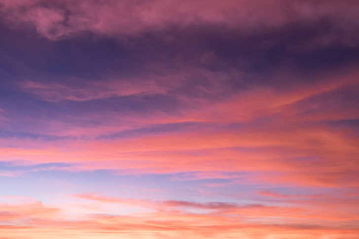 เมฆทะเลสีเทาท้องฟ้าเมฆพระอาทิตย์ตกพื้นหลังสีชมพูสีสันท้องฟ้าสวยงาม, วอลล์เปเปอร์ HD