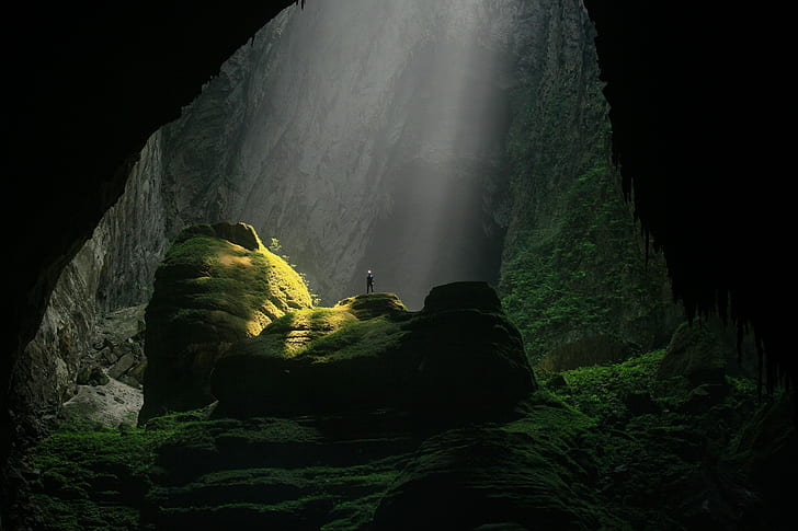 自然、風景、洞窟、太陽光線、 HDデスクトップの壁紙