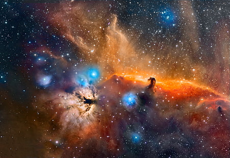 fond d'écran numérique galaxie, espace, étoiles, nébuleuse de la tête de cheval dans la constellation d'Orion, Fond d'écran HD HD wallpaper