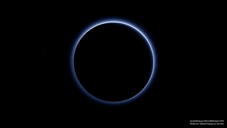Foto gerhana, luar angkasa, Pluto, NASA, minimalis, latar belakang sederhana, Wallpaper HD