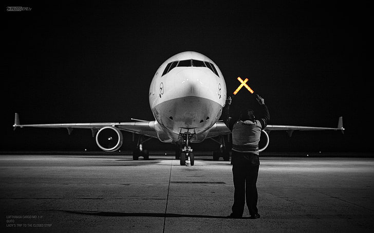 flygplan, flygplats, Lufthansa, md-11, HD tapet