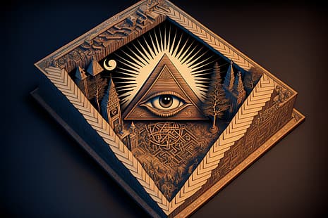 AI arte, ilustración, Illuminati, madera, Fondo de pantalla HD HD wallpaper