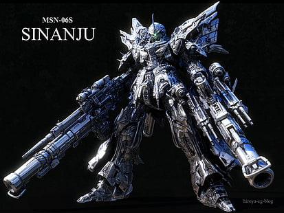 3d nero MSN-06S Sinanju Anime Gundam Seed HD Art, Cool, Nero, 3D, mecha, gundam, CG, Sfondo HD HD wallpaper