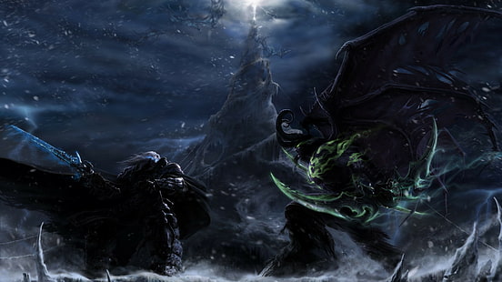 Arthas, Illidan Stormrage, video game, Warcraft III, Illidan, World of Warcraft, Wallpaper HD HD wallpaper