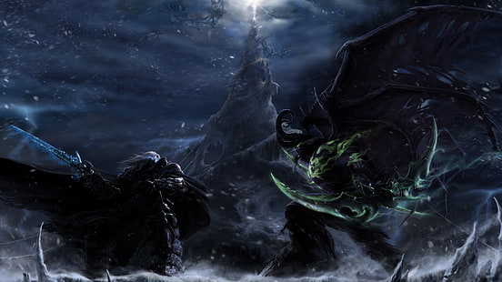 чудовище илюстрация, World of Warcraft, Illidan, Arthas, Warcraft III, Illidan Stormrage, видео игри, HD тапет HD wallpaper