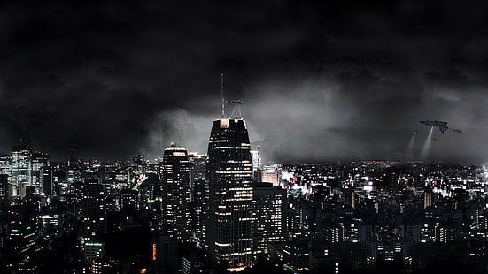 Noche de portada de Facebook, rascacielos, ciudad, 1920x1080, Fondo de pantalla HD HD wallpaper