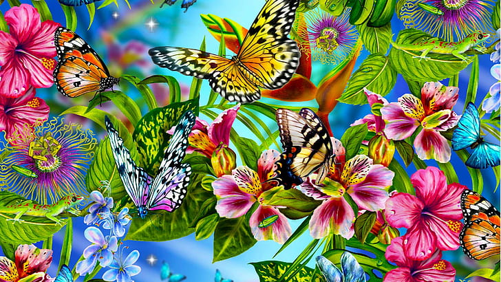 나비, 귀여운, 배경, 만나고, 1920x1080, HD 배경 화면