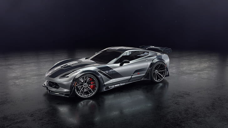 Auto, Machine, Gray, Car, Chevrolet Corvette, Sports car, Transport and Vehicles, George Tanev, by George Tanev, The Vette Cave, HD тапет