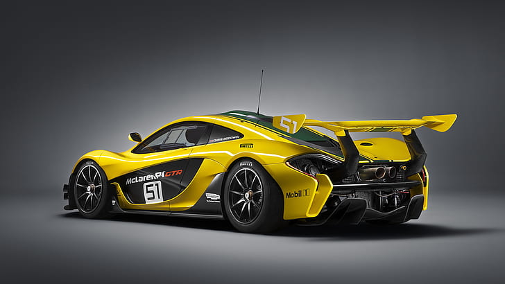 McLaren, McLaren P1 GTR, auto, auto da corsa, auto sportiva, Supercar, auto gialla, Sfondo HD
