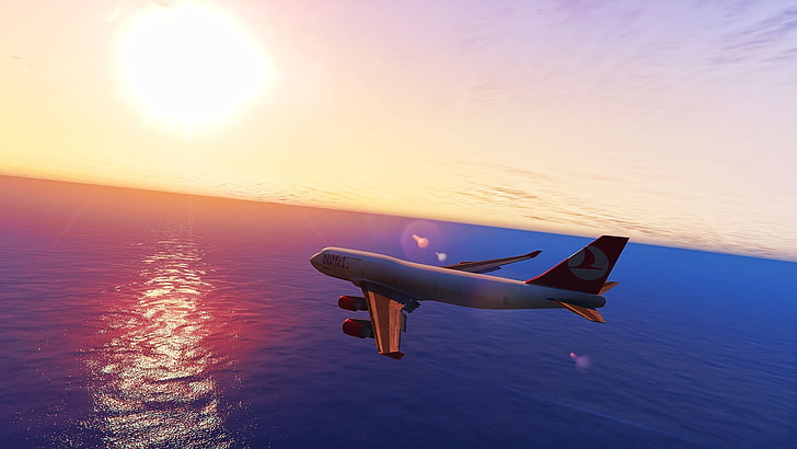 самолет, Grand Theft Auto V, компьютерные игры, Trevor Philips, Turkish Airlines, видеоигры, HD обои