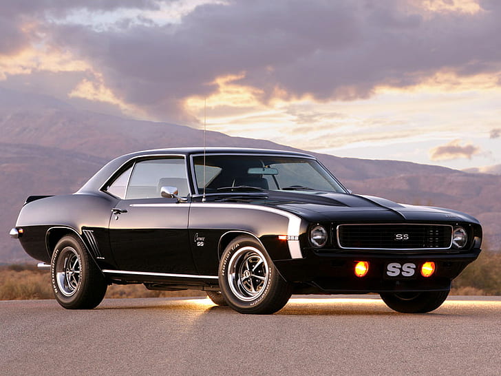 1969 Camaro Ss, Cars, Country Road, Mountain, black ss coupe, 1969 camaro ss, cars, country road, mountain, HD wallpaper
