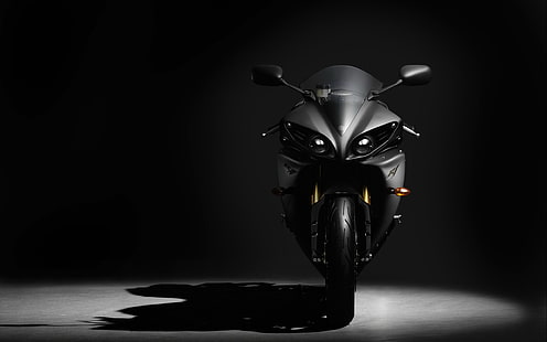 Yamaha R6, черен и сив спортен мотоциклет, извънземен, мощност, бърз, скорост, HD тапет HD wallpaper