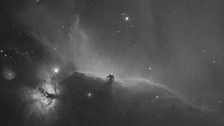 Nebula Stars BW Horsehead Nebula HD, space, bw, stars, nebula, horsehead, HD wallpaper