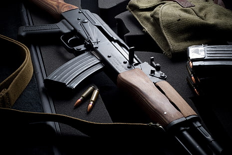 brown and black AK-47, weapons, machine, Kalashnikov, Chinese AK 47, HD wallpaper HD wallpaper