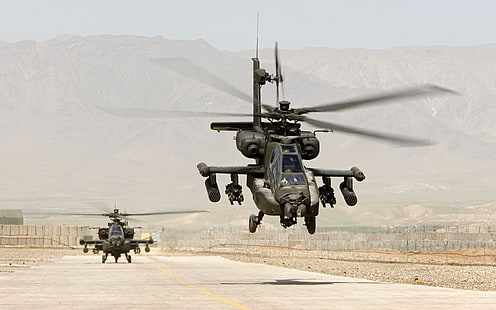 Boeing AH-64 Apache, helicópteros, aviones militares, desierto, Fondo de pantalla HD HD wallpaper