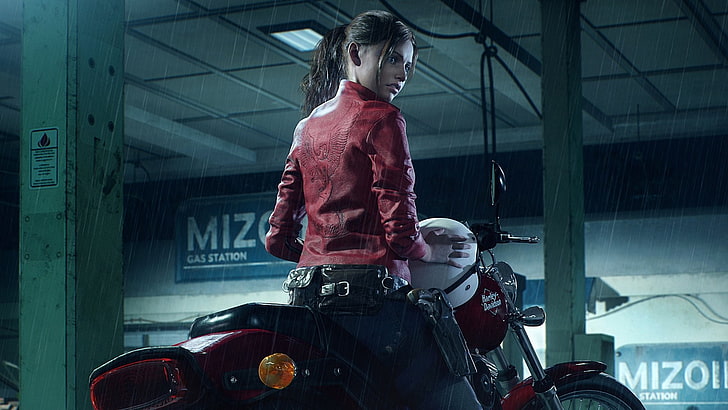 Resident Evil, Resident Evil 2 (2019), Claire Redfield, Harley-Davidson, Video Game, HD тапет