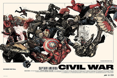 Captain America, Captain America: Civil War, Ant-Man, Black Panther (Marvel Comics), Black Widow, Falcon (Marvel Comics), Hawkeye, Iron Man, Scarlet Witch, Spider-Man, Vision (Marvel Comics), War Machine, ทหารฤดูหนาว, วอลล์เปเปอร์ HD HD wallpaper