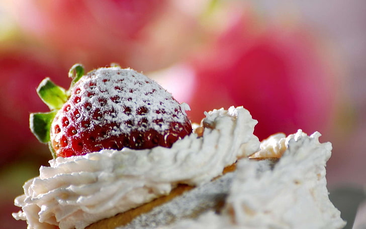strawberry, strawberries, cream, sweet, HD wallpaper