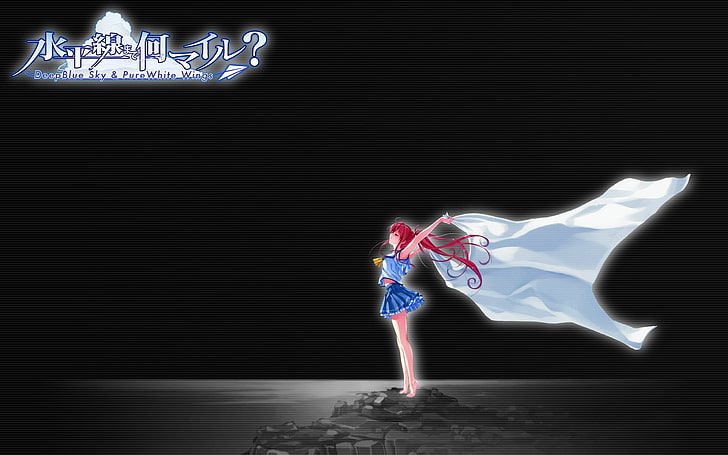 Anime, Anime Girls, Deep Blue Sky und Pure White Wings, Miyamae Tomoka, HD-Hintergrundbild