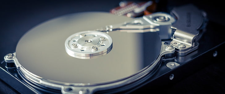 round stainless steel part, Hard drives, computer, technology, HD wallpaper